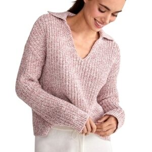 NWT Haven Well Within Blush Marled Knit Polo Sweater